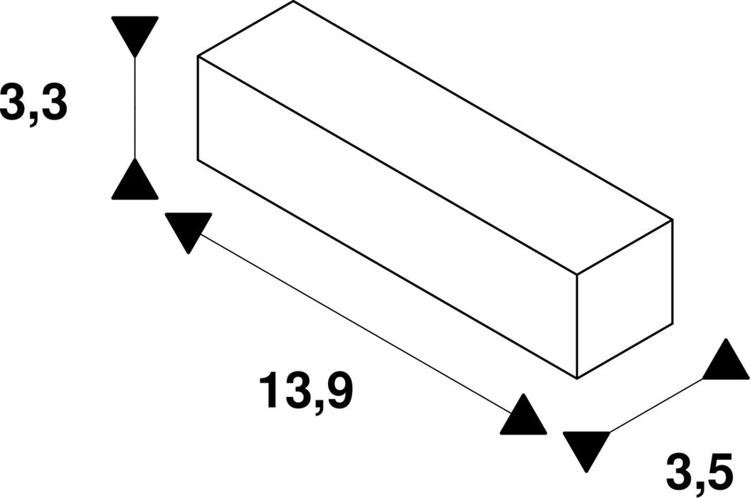 Dimensioned drawing of SLV S-TRACK feed-in, left earth, DALI, PHASE, black