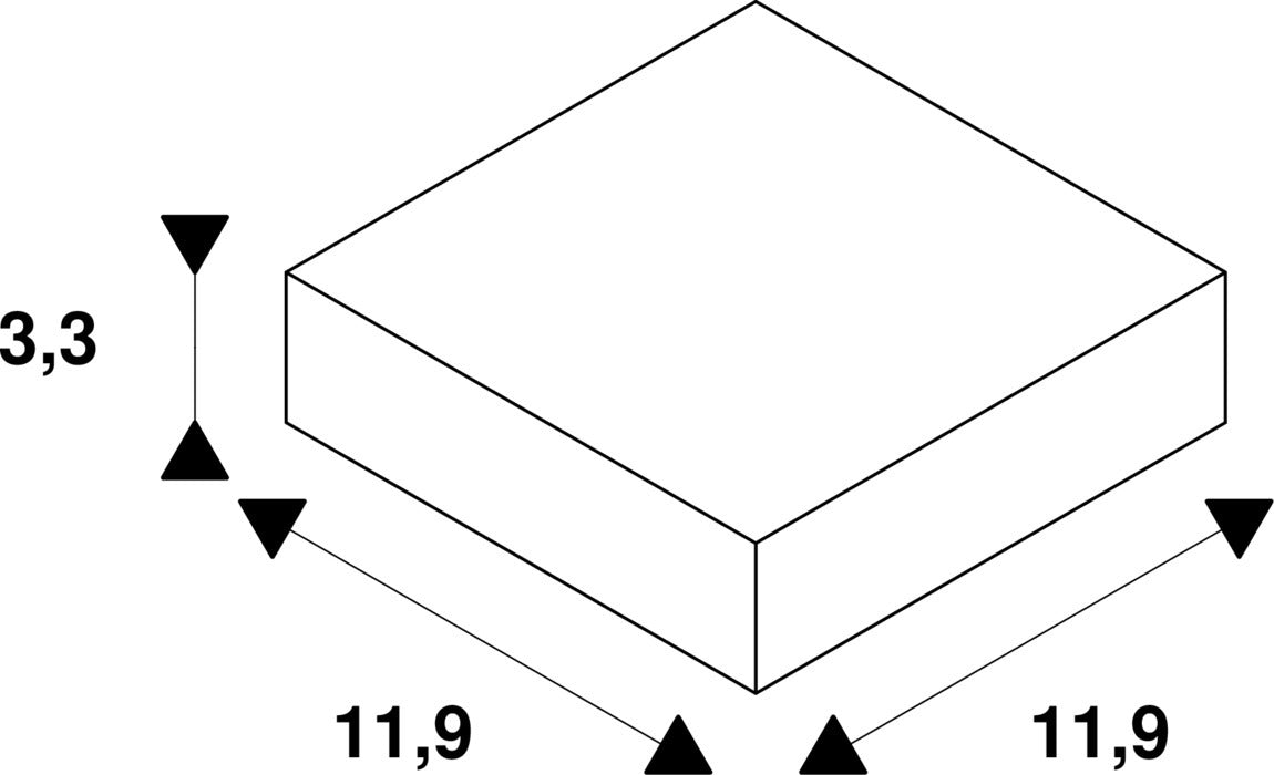 Dimensioned drawing of SLV S-TRACK L-connector, inner earth, DALI, PHASE, black