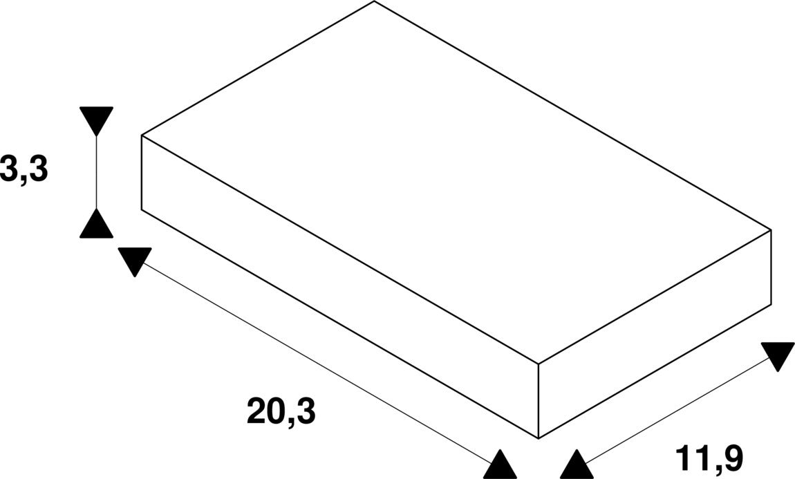 Dimensioned drawing of SLV S-TRACK L-connector, outer earth, right, DALI, PHASE, white