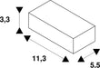 Technical drawing of a rectangular block with dimensions 3.3, 5.5, and 11.3.