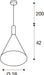 Technical drawing of a cone-shaped pendant light fixture with dimensions.