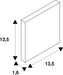Technical drawing of a rectangular block with dimensions 13.5 x 13.5 x 1.6.