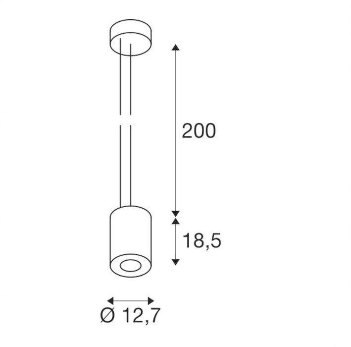 Dimensioned drawing of SLV SUPROS PD, Indoor LED pendant, round, black, 4000K, 60° reflector, CRI90, 2700lm