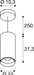 Technical drawing of a cylindrical ceiling-mounted light fixture with dimensions.