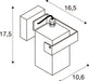 Technical drawing of a square wall-mounted light fixture with dimensions.