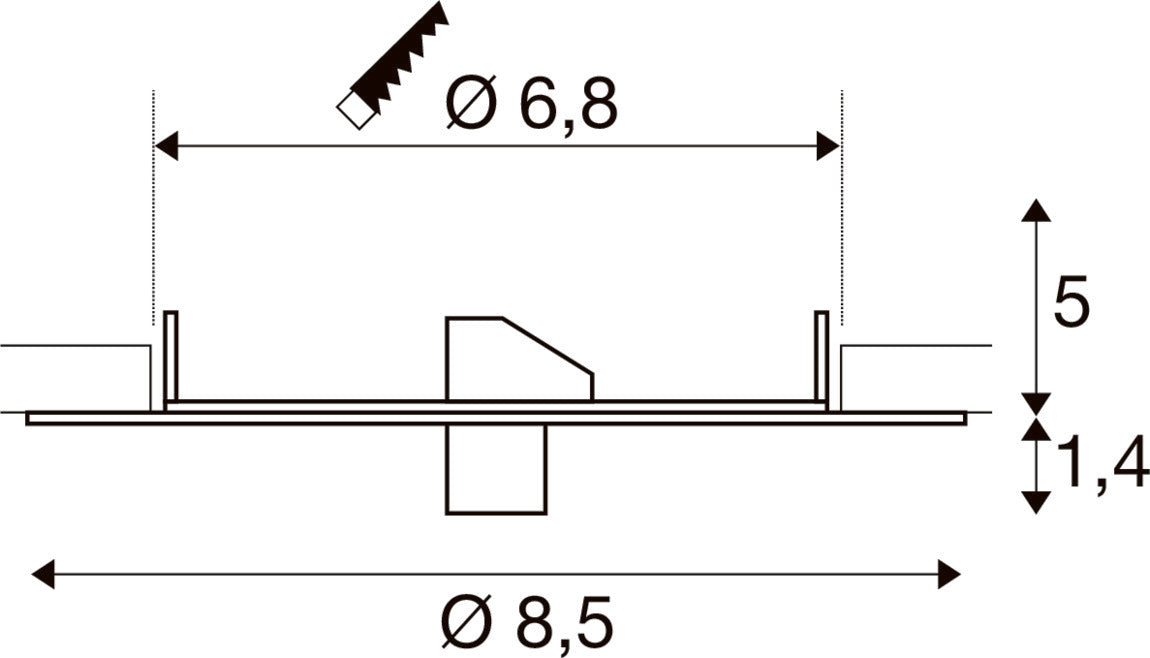 Technical drawing with dimensions for a mounting component.