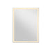 Rectangular wall-mounted mirror with white frame and integrated LED lighting.