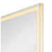 Frameless rectangular glass mirror with warm LED edge lighting.