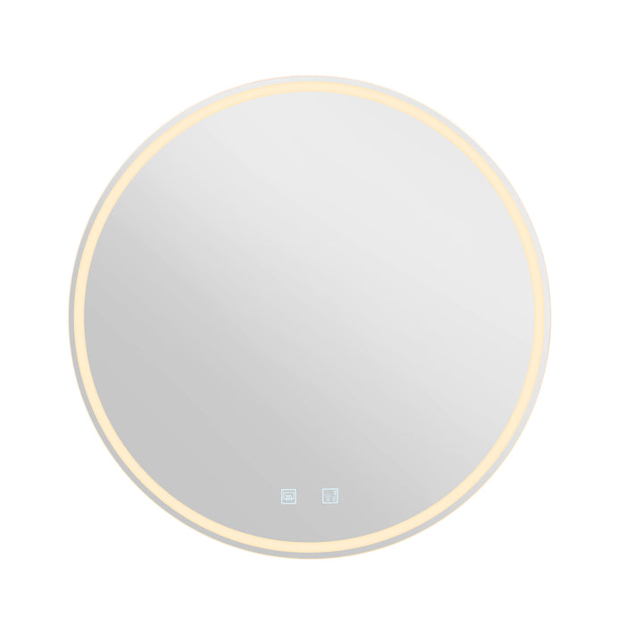 Round wall mirror with LED backlight.