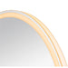 Round LED vanity mirror with white frame and warm light.