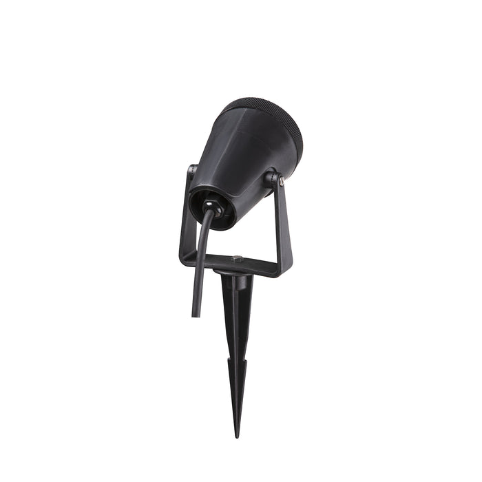 Black plastic spotlight with stake mount.
