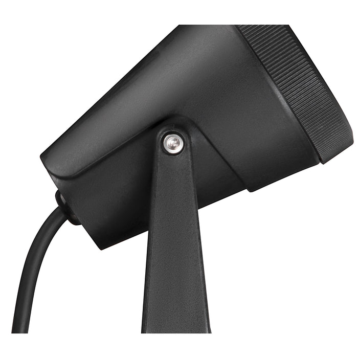 Black metal landscape spotlight with stake mount.