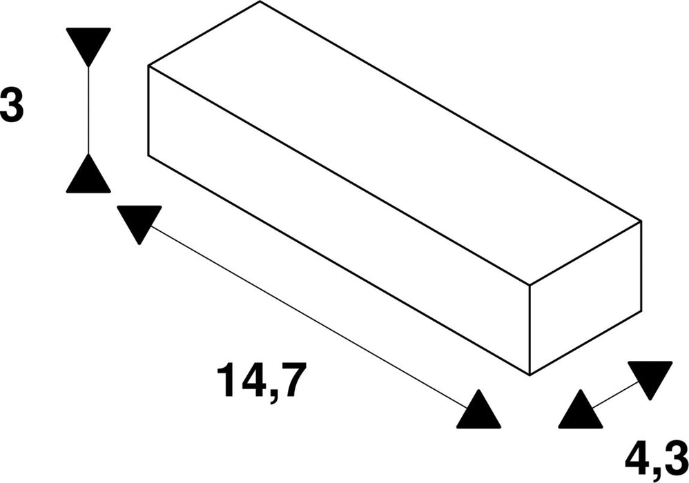 Dimensioned drawing of SLV LED driver, 31.5-44W 800/900/1050mA