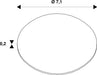 Technical drawing of an oval shape with dimensions 7.1 and 0.2.