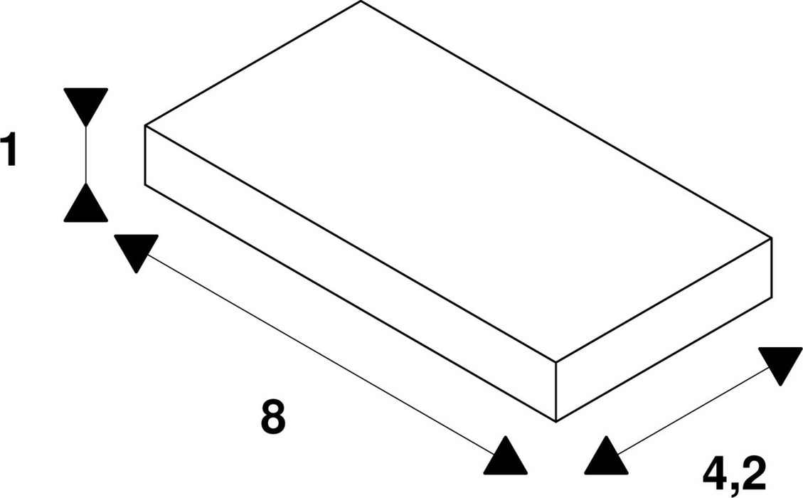 Technical drawing of a rectangular block with dimensions 1, 8, and 4.2.