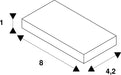 Technical drawing of a rectangular block with dimensions 1, 8, and 4.2.