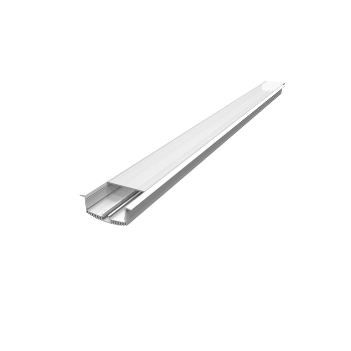 White aluminum LED channel with a frosted diffuser cover.