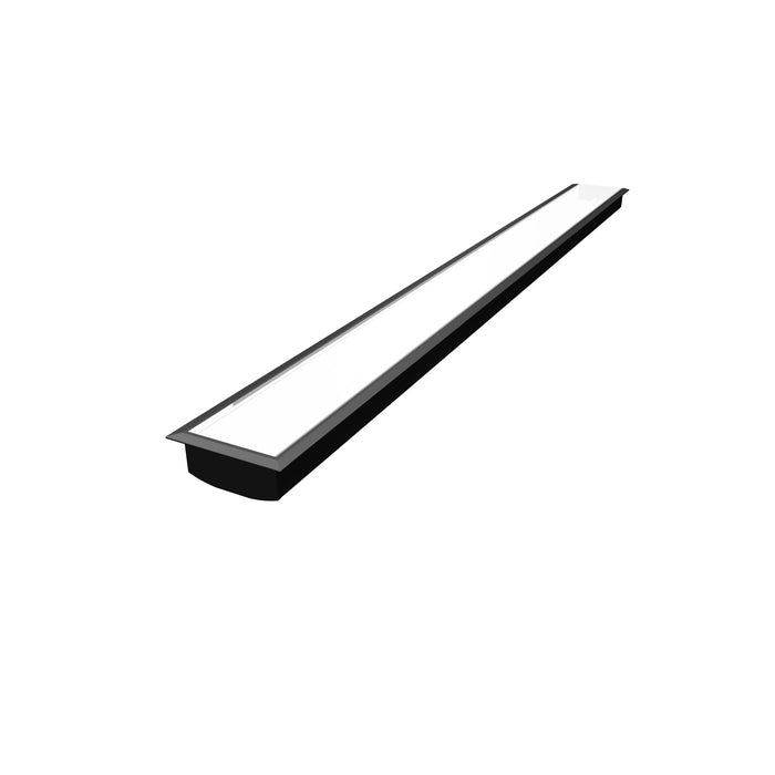 Recessed linear LED light fixture, black finish.