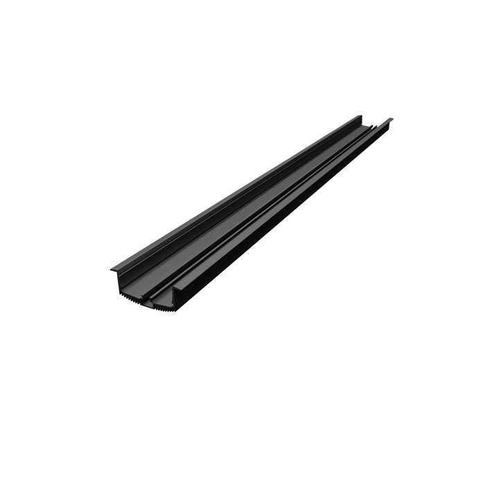 Black aluminum linear channel with a matte finish.