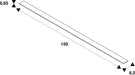 Technical drawing of a white rectangular strip with dimensions.