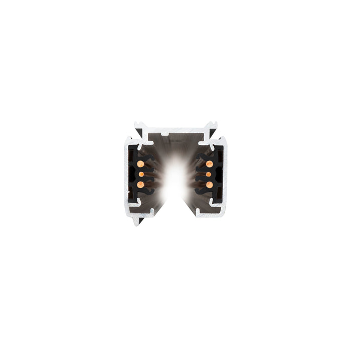 Aluminum track lighting rail, silver finish, surface mount.