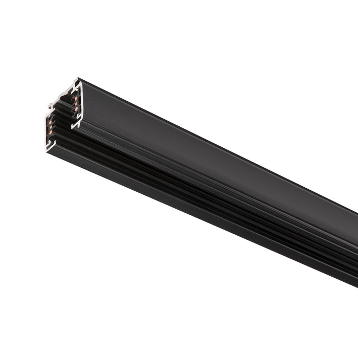 Aluminum track lighting rail, black finish, for ceiling or wall mounting.