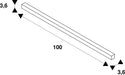 Technical drawing of a rectangular bar with dimensions 100 x 3.6 x 3.6.