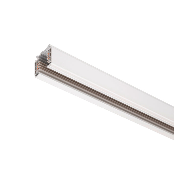 White surface-mounted track lighting rail.