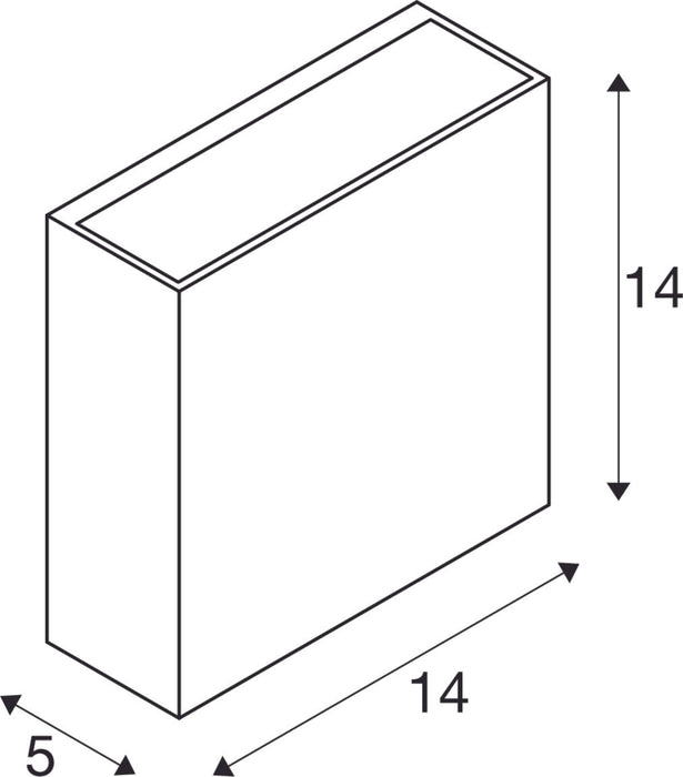 Dimensioned drawing of SLV BIG QUAD UP/DOWN WL, wall light, anthracite