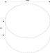 Technical drawing of a white, two-tiered, curved shelf with dimensions.