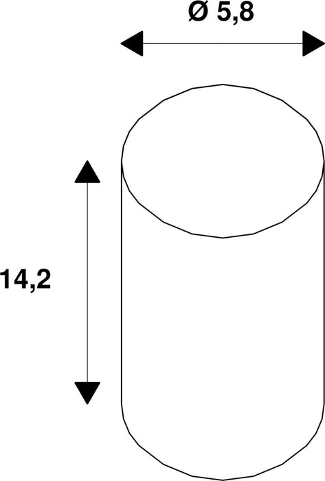 Dimensioned drawing of SLV Colourless ST58 E27, transparent LED light, 7.5W 2700K CRI90 320°