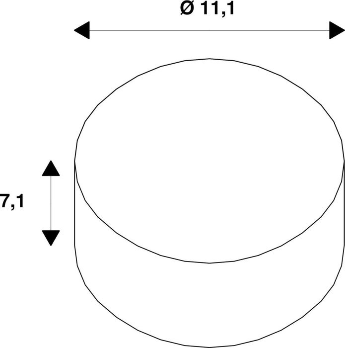 Dimensioned drawing of SLV Colourless QPAR111 GU10, silver LED light, 7W 2700K CRI90 25°