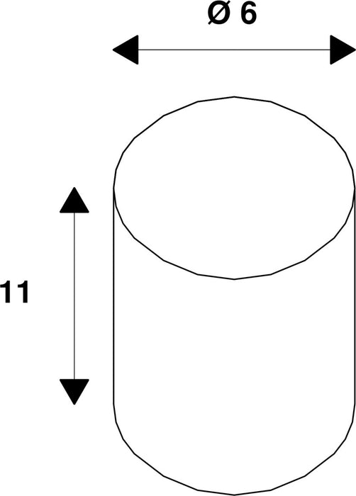Technical drawing of a cylinder with dimensions: diameter 6, height 11.
