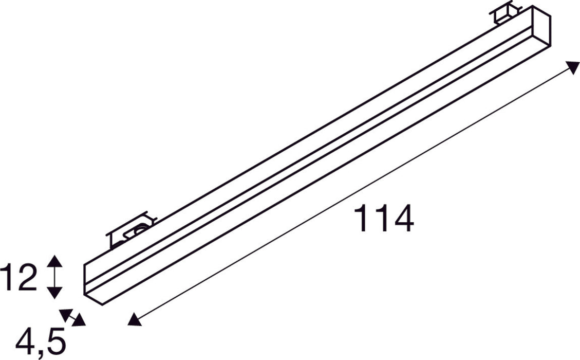 Dimensioned drawing of SLV Aluminium SIGHT TRACK, silver 3-phase spot, CCT