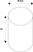 Technical drawing of a white cylinder with dimensions 8.5 diameter and 19 height.