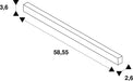 Technical drawing of a rectangular bar with dimensions.