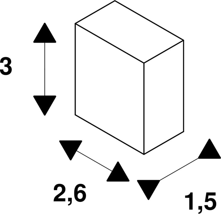 Dimensioned drawing of SLV BATTEN, white mounting clamps