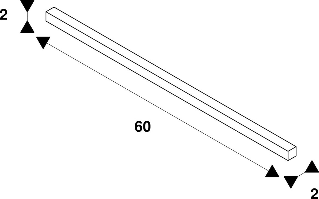 Dimensioned drawing of SLV BATTEN, white connector