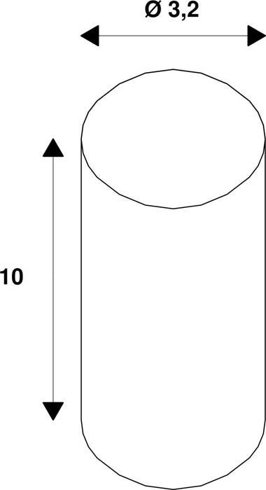 Dimensioned drawing of SLV Colourless LED lamp, T32, GU10, 2600K, dimmable