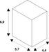 White cube diagram with dimensions 6.9, 5.7, and 4.4.