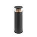 Black metal bollard light fixture with clear top.