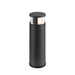 Black metal bollard light with clear glass shade.
