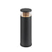 Black metal bollard light with clear glass top.