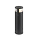 Black metal bollard light with clear glass shade, surface mounted.