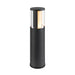 Black metal bollard light fixture with clear glass shade.