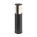 Black metal bollard light with clear glass shade.