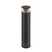 Black aluminum bollard light with clear acrylic top, ground mounted.