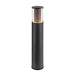 Black metal bollard light with clear glass top, surface mounted.