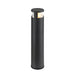 Black metal bollard light fixture with clear top.