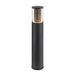 Black aluminum bollard light with clear glass shade.